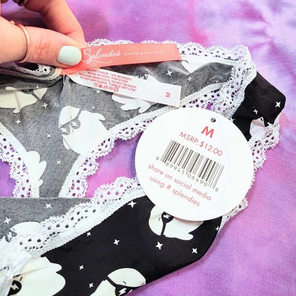 NWT Splendies Cool Ghost Lace Trim Thong Limited Edition: M - Picture 2 of 3
